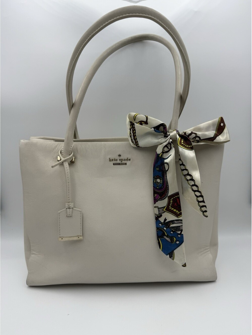 KATE SPADE Tote Bag Off White Pebbled Leather Shoulder Purse
